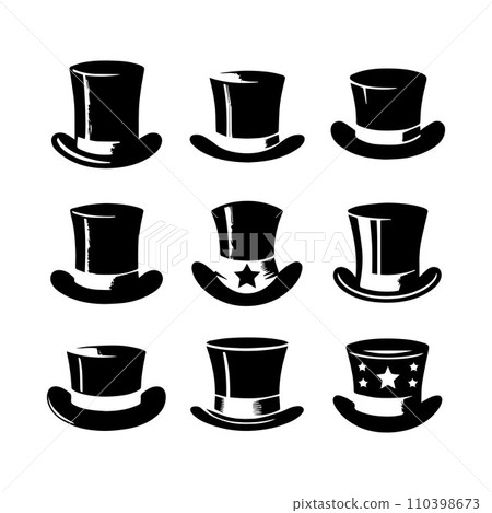Top hat icon isolated on white background silhouette editable vector 110398673