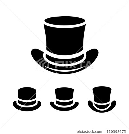 Top hat icon isolated on white background silhouette editable vector Top hat icon isolated on white background silhouette editable vector 110398675