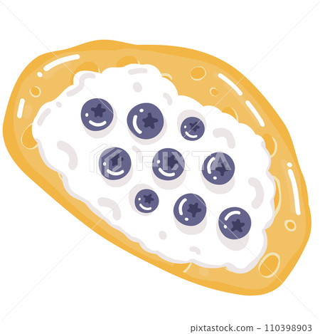 Toasted bread with Blueberry and cream Illustration Toasted bread with Blueberry and cream Illustration 110398903