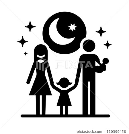 family silhouette isolated over white background editable vector illustration 110399458