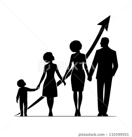 family silhouette isolated over white background editable vector illustration 110399501