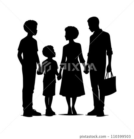 family silhouette isolated over white background editable vector illustration 110399503