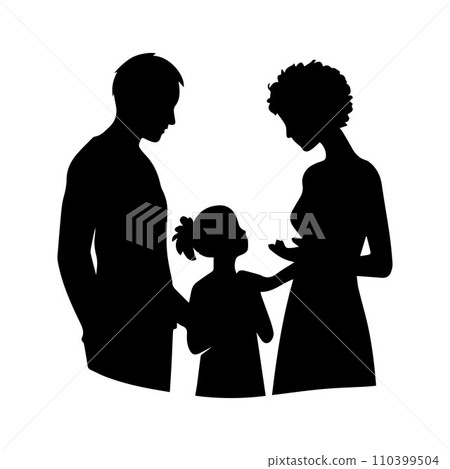 family silhouette isolated over white background editable vector illustration 110399504