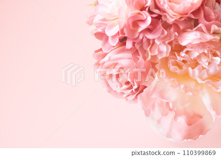 Background material: Coral pink flowers (artificial flowers) 110399869