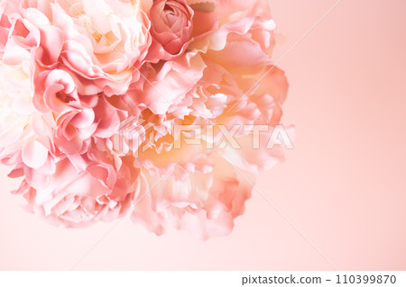 Background material: Coral pink flowers (artificial flowers) 110399870
