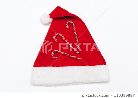 Santa Claus red hat isolated on white background Santa Claus red hat isolated on white background 110399997