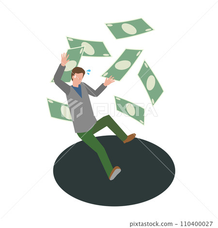 Image illustration of a man having trouble repaying his debts Image illustration of a man having trouble repaying his debts 110400027