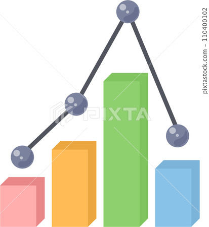3D bar graph and line graph icons 110400102