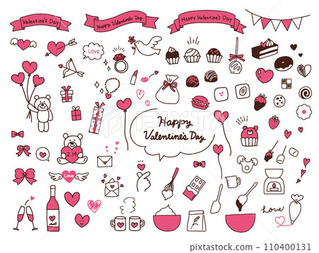 Cute handwritten illustration set for Valentine's Day 110400131