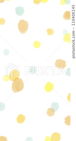 Hand-drawn vertical banner for spring/summer) Colorful watercolor dots on white background. Refreshing orange, blue-green, and yellow 110400145