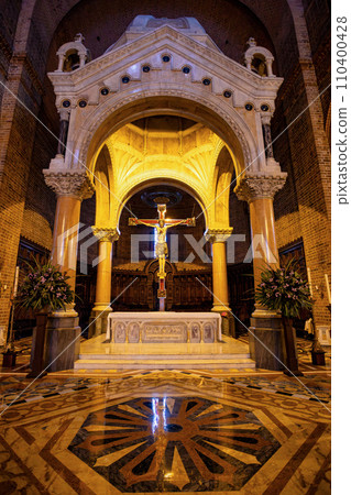 Metropolitan Cathedral of Medellin, major architectural works of Colombia, a Neo-Romanesque gem, in Roman Basilica style. Colombia Metropolitan Cathedral of Medellin, major architectural works of Colombia, a Neo-Romanesque gem, in Roman Basilica style. Colombia 110400428