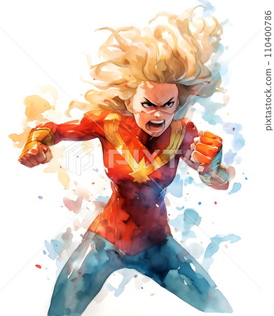 American comic style watercolor style illustration 110400786