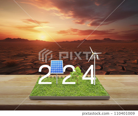 Happy new year 2024 ecological cover concept, Generative AI Happy new year 2024 ecological cover concept, Generative AI 110401009
