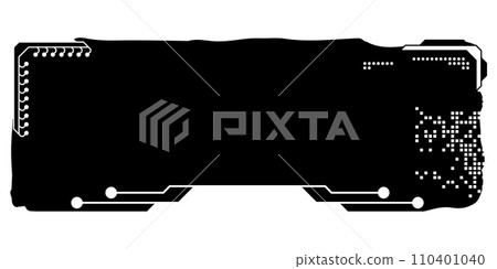 Rectangular design clipart in tech style isolated on white. Short tech plate with copy space. Clipart. 110401040