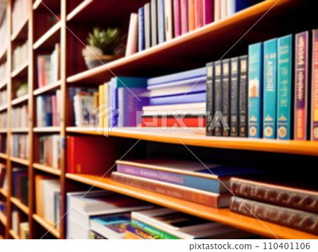 Blurry books on a bookshelf Blurry books on a bookshelf 110401106