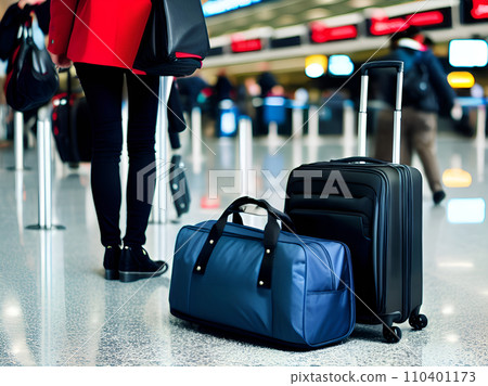 luggage bag in an airport terminal luggage bag in an airport terminal 110401173