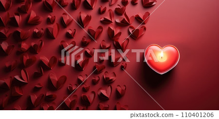 AI-generated content. Valentine Background decorate with heart and candle. Generative AI 110401206
