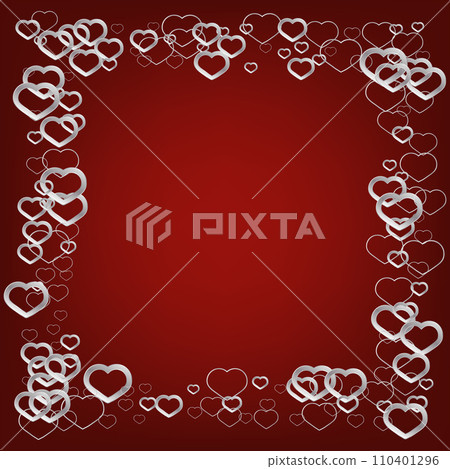 Red background with silver confetti hearts, design element 110401296