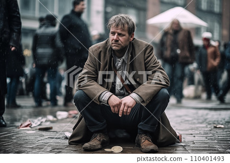 Stock broker in depression. World crisis. 110401493