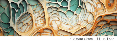 Biomorphic Abstraction banner. Background with curly shapes in neutral palette 110401782