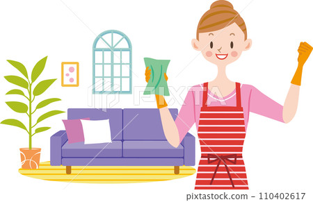 housewife cleaning the room housewife cleaning the room 110402617