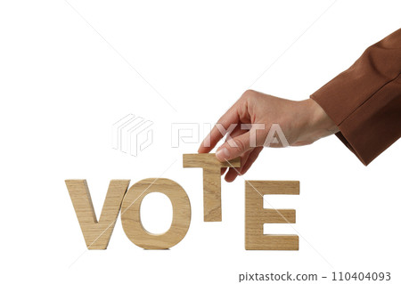 PNG, Wooden letters and hand, isolated on white background 110404093
