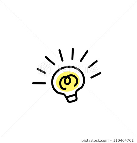 漫畫標誌。一個小燈泡象徵著靈感和實現。 漫畫標誌。一個小燈泡象徵著靈感和實現。 110404701