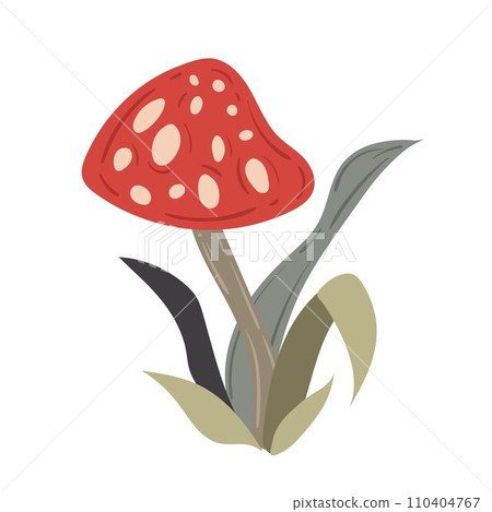 Halloween hand drawn Fly agaric. Flat vector illustration isolated on white background. 110404767