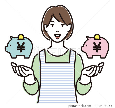 A young housewife explaining how to manage money A young housewife explaining how to manage money 110404933
