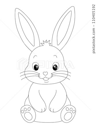 Adorable cartoon bunny for coloring page. Adorable cartoon bunny for coloring page. 110405192
