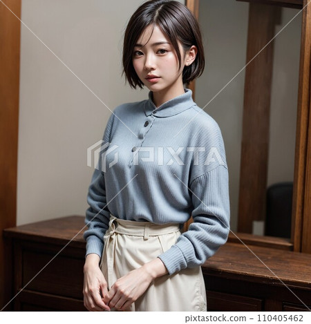 A woman standing in front of a wardrobe (AI image) A woman standing in front of a wardrobe (AI image) 110405462