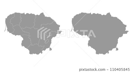 Lithuania gray map with counties. Vector illustration. 110405845