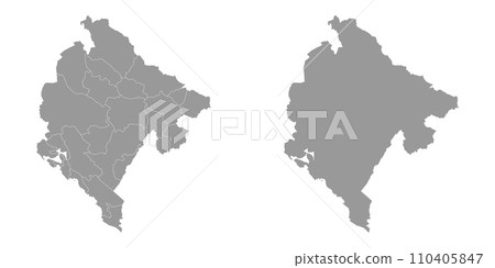 Montenegro gray map with administrative subdivisions. Vector illustration. Montenegro gray map with administrative subdivisions. Vector illustration. 110405847