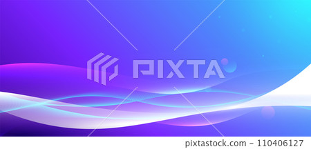 Abstract blue and purple wavy lines flow background. Futuristic, digital technology concept. Dynamic wave pattern. Minimal banner. Illustration vector 110406127