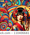 A gorgeous Japanese woman in a kimono created using AI images. Her makeup is also gorgeous. Also suitable for advertising posters. 110406681