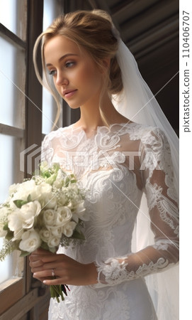 Beautiful young bride 110406707
