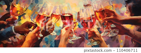 Glasses of wine in hands while toasting Glasses of wine in hands while toasting 110406711