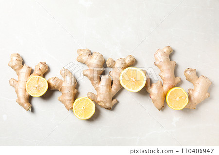 Seasoning and spices concept - ginger, homemade seasoning 110406947