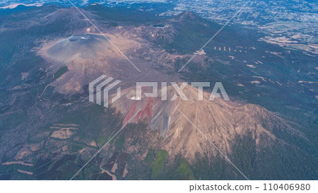 Kirishima mountain range seen from an airplane Kirishima mountain range seen from an airplane 110406980