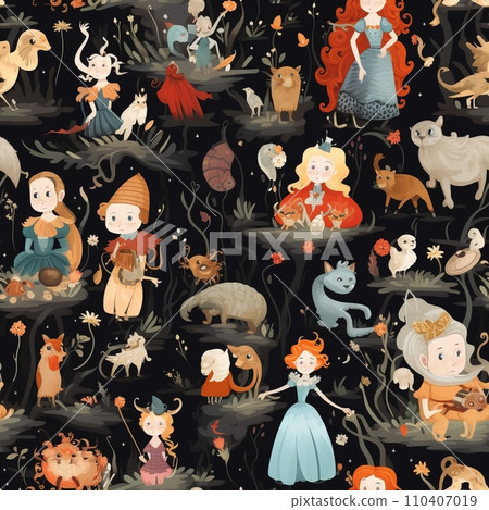Seamless pattern with magical fairy-tale characters Seamless pattern with magical fairy-tale characters 110407019