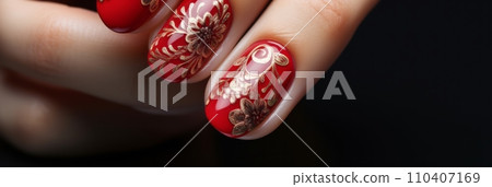 Women's red nail design 110407169