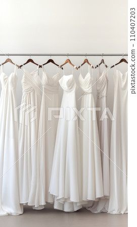 Various wedding dresses in the wedding salon Various wedding dresses in the wedding salon 110407203