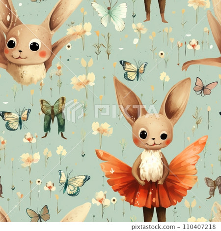 Seamless pattern of cute fairy tale animals 110407218