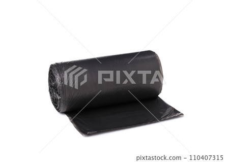 PNG, Roll of black garbage bags, isolated on white background PNG, Roll of black garbage bags, isolated on white background 110407315