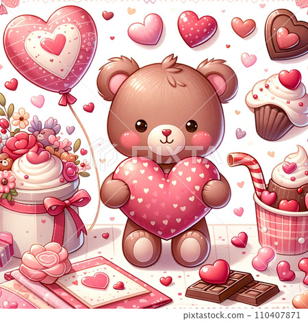 情人節吃巧克力的熊 110407871