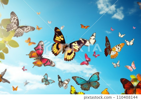 Flying colorful butterflies 110408144
