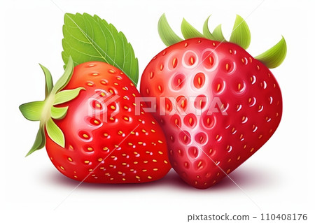 Fresh delicious red strawberries close-up on white background isolated 110408176