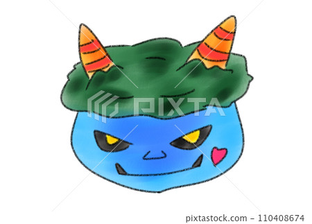 可愛的藍色惡魔的插圖 可愛的藍色惡魔的插圖 110408674