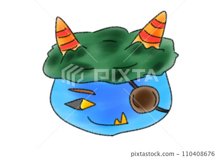 Cute blue demon illustration Cute blue demon illustration 110408676