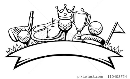 Background with golf items. Sport club illustration. 110408754